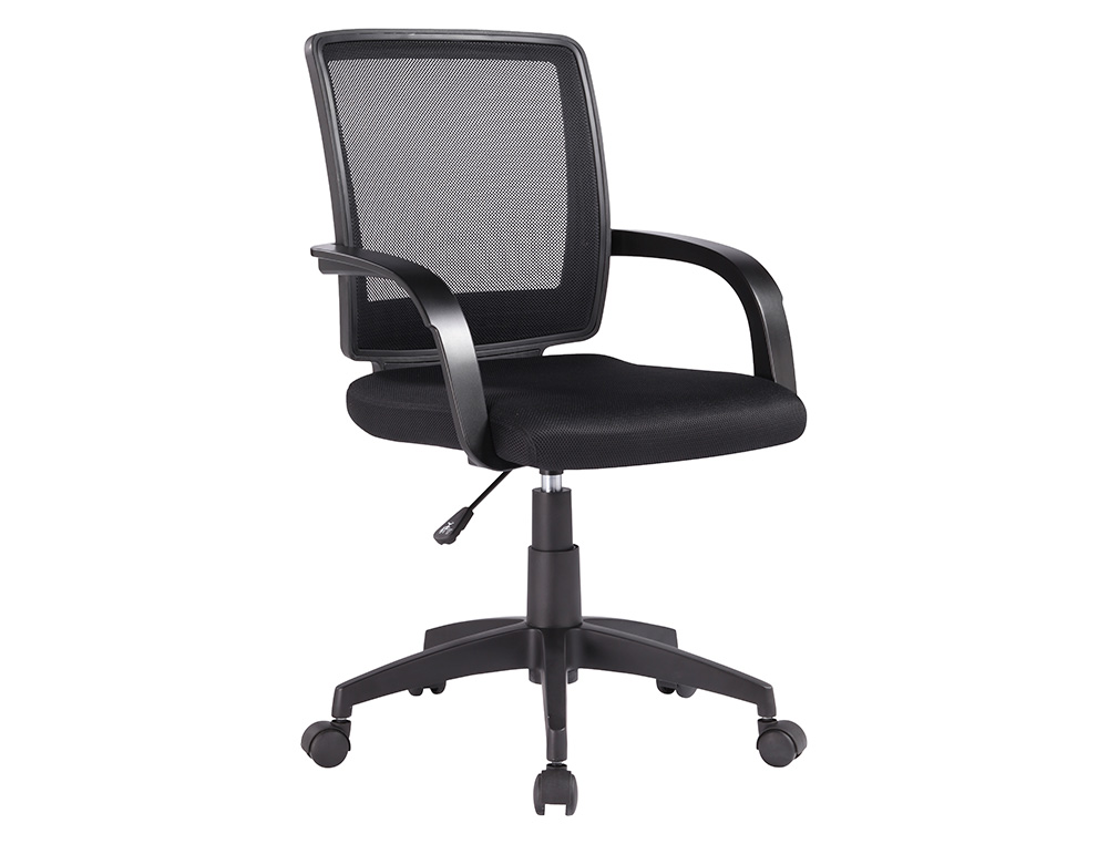 Silla infantil giratoria Q-Connect respaldo malla negra y asiento tela negra